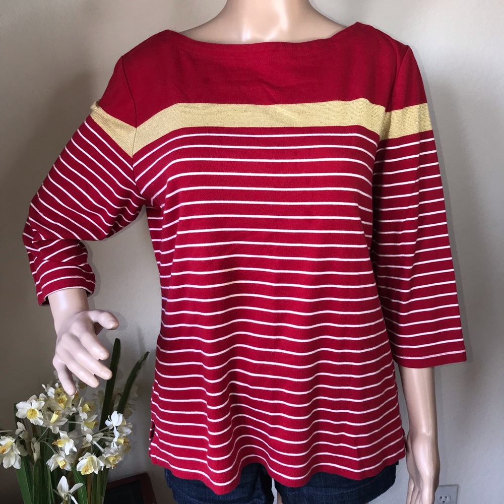 Karen Scott Sport Striped Boatneck T-shirt Size XL